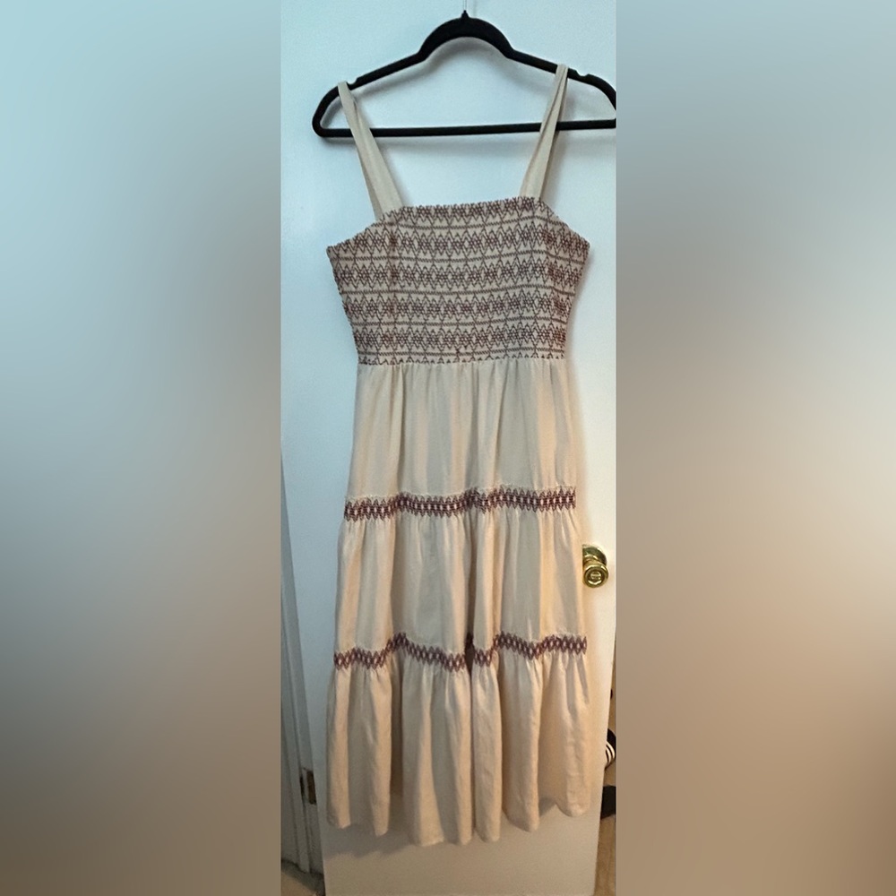 Boho Cream and Red Maxi Dress